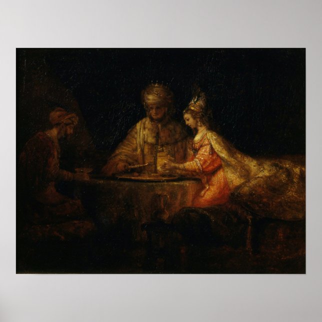 Affiche Rembrandt - Ahasuerus Haman et Esther (Devant)