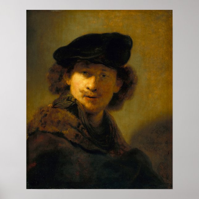 Affiche Rembrandt - Autoportrait au béret de velours (Devant)