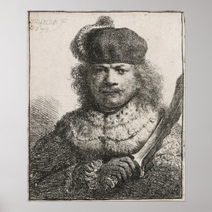 Affiche Rembrandt - Autoportrait au sabre levé 1634