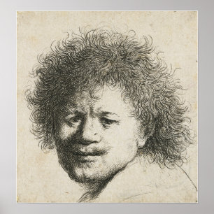 Affiche Rembrandt - Autoportrait, Cheveux longs et broussa