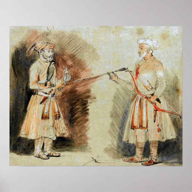 Affiche Rembrandt - Deux nobles indiens 1654 (Devant)
