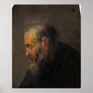 Affiche Rembrandt - Étude de vieil homme en profil