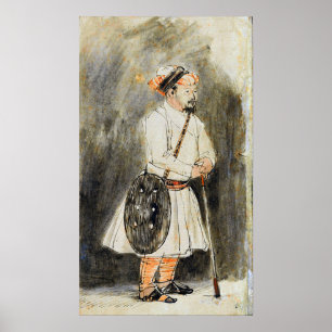 Affiche Rembrandt - Guerrier Indien Avec Un Bouclier 1654