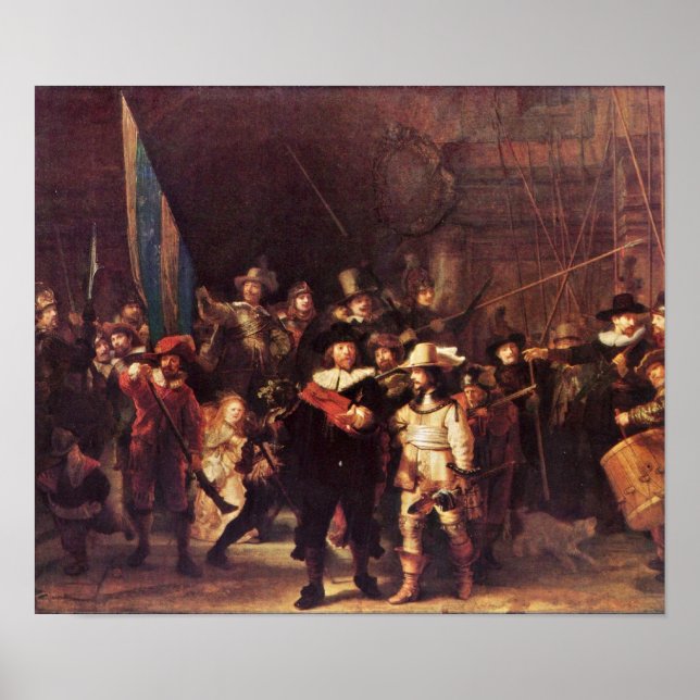 Affiche Rembrandt Harmenszoon van Rijn - La Veille nocturn (Devant)