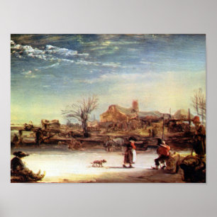 Affiche Rembrandt Harmenszoon van Rijn - Paysage hivernal