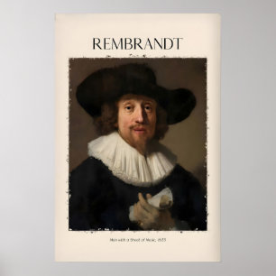 Affiche Rembrandt Homme avec Partition633 Portrait Art