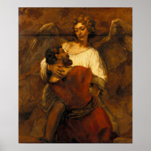 Affiche Rembrandt - Jacob Lutte Avec Angel