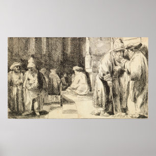 Affiche Rembrandt - Juifs dans la synagogue