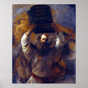 Affiche Rembrandt Moses with the Ten Commandments