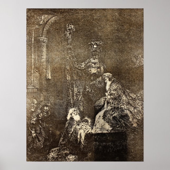 Affiche Rembrandt - Présentation Au Temple De Façon Noire (Devant)
