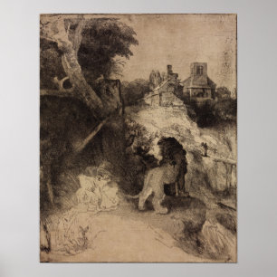 Affiche Rembrandt - Saint Jérôme Dans Paysage Italien