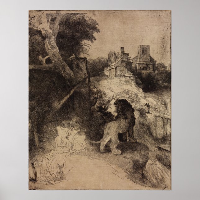 Affiche Rembrandt - Saint Jérôme dans un paysage italien (Devant)