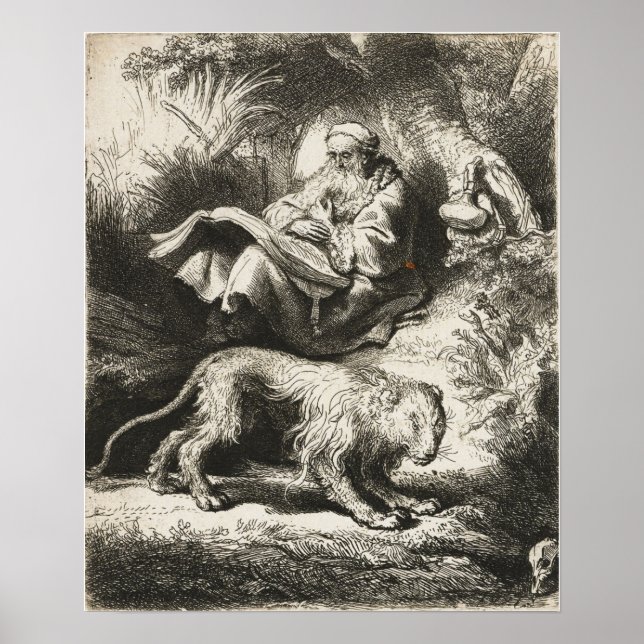 Affiche Rembrandt - Saint Jérôme lisant 1634 (Devant)