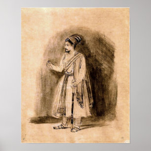 Affiche Rembrandt - Un noble Deccani debout 1656