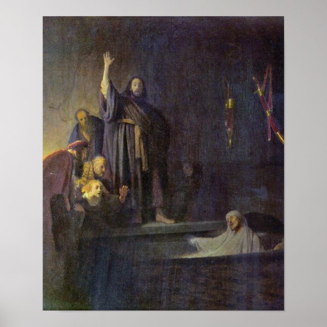 Affiche Rembrandt van Rijn - L'élévation de Lazare (Devant)