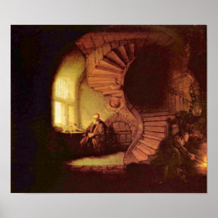 Affiche Rembrandt van Rijn - Philosophe en méditation