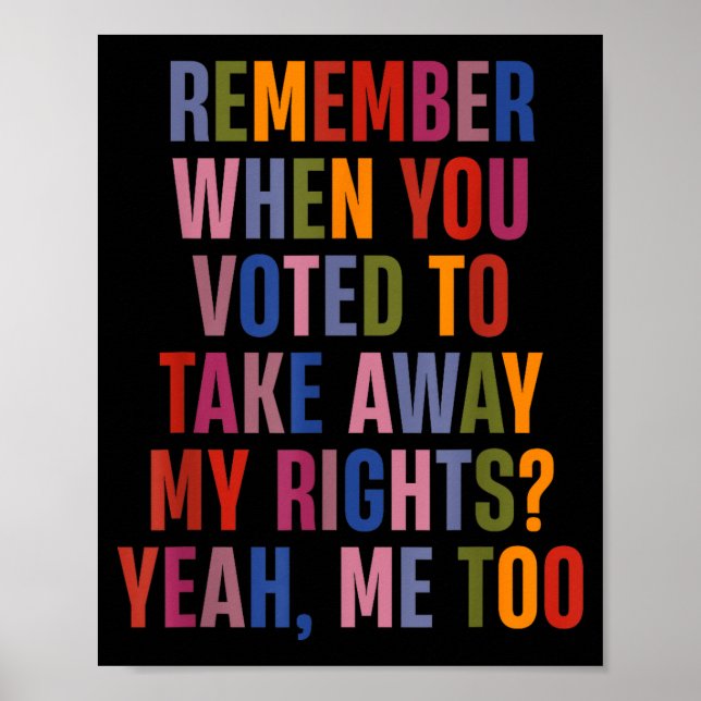 Affiche Remember When You Voted To Take Away My Rights Me  (Devant)