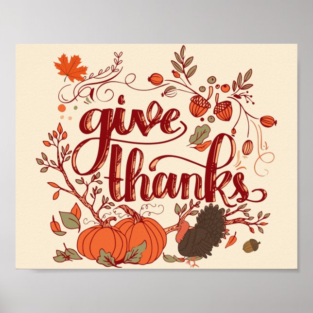Affiche Remercie la récolte d'automne, Turquie Thanksgivin (Devant)