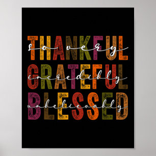 Affiche Remercié Reconnaissant Bénis Thanksgiving Hommes F