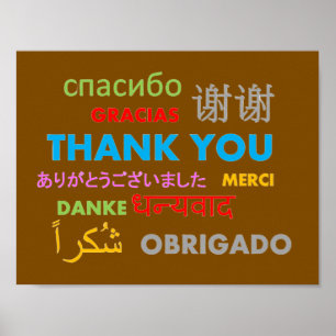 Affiche Remerciement multilingue coloré