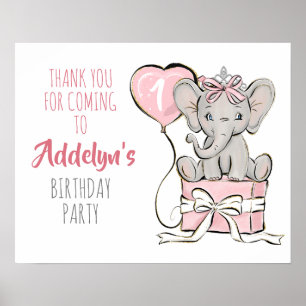 Affiche Remerciement pour fête d'anniversaire de princesse