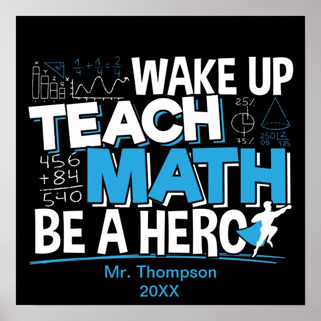 Affiche Remerciement pour professeur de maths - Enseigner, (Devant)