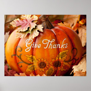Affiche Remerciements Beau Citrouille de Thanksgiving
