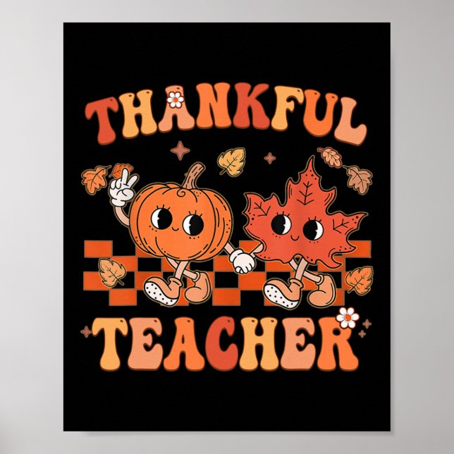 Affiche Remerciements Enseignant Rétro Super Thanksgiving  (Devant)