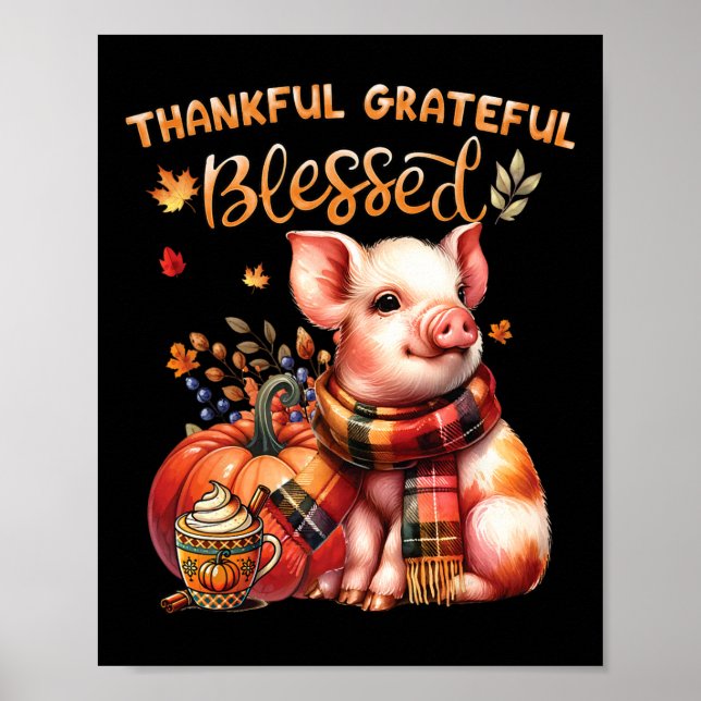 Affiche Remerciements Gratuit Bienheureux Cochon D'Animal  (Devant)
