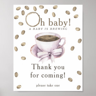 Affiche Remerciements pour être venu à la baby shower avec