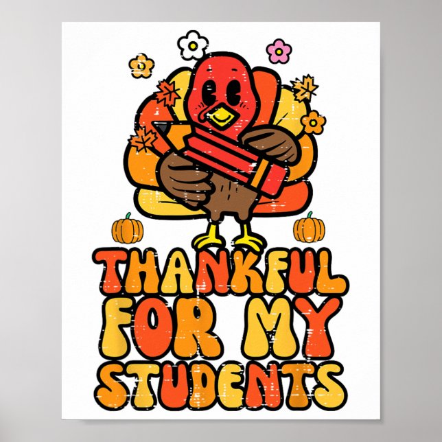 Affiche Remerciements Pour Mes Étudiants Thanksgiving Auto (Devant)