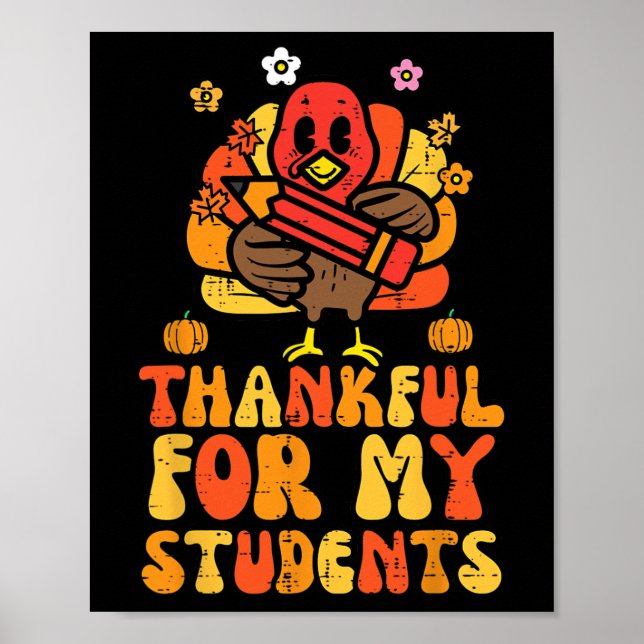 Affiche Remerciements Pour Mes Étudiants Thanksgiving Auto (Devant)