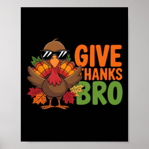 Affiche Remercier Bro Cute Turkey Toddler Thanksgiving H
