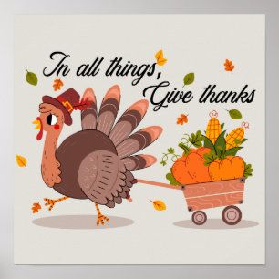 Affiche remercier Thanksgiving turkey