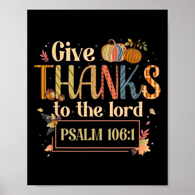 Affiche Remerciez Le Seigneur Thanksgiving Bible Verse S (Devant)