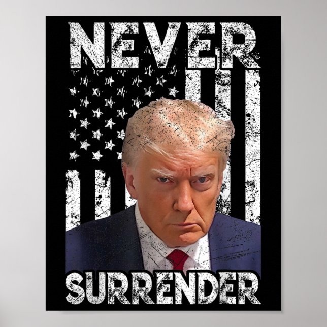 Affiche Remettre Trump Mug Shot 2024 - Drapeau américain f (Devant)