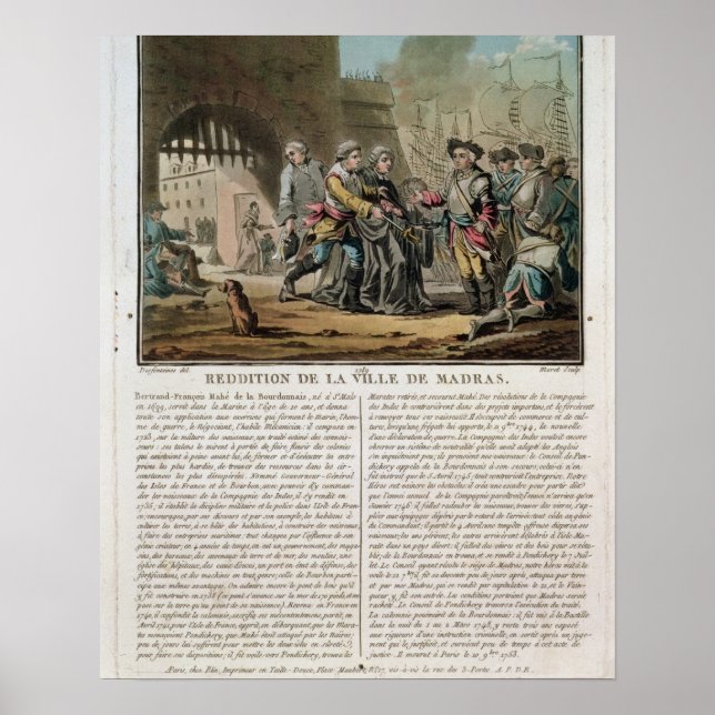 Affiche Remise de la ville de Madras, 1746, gravée par (Devant)
