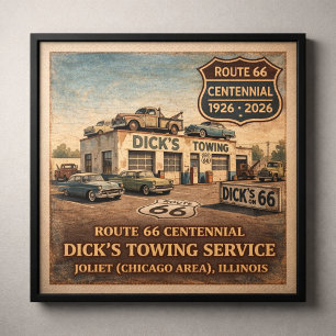Affiche Remorquage Route 66 Joliet Illinois
