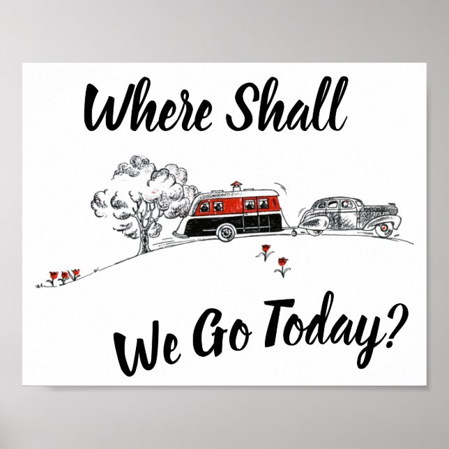 Affiche Remorque Vintage voyage de Camper Retro voiture Wa (Devant)