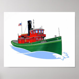 Affiche remorqueur des Grands Lacs Amérique tôt