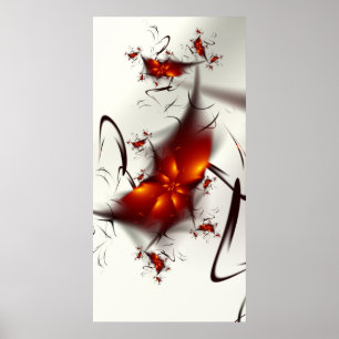 Affiche Remous rouges de noir de fleurs
