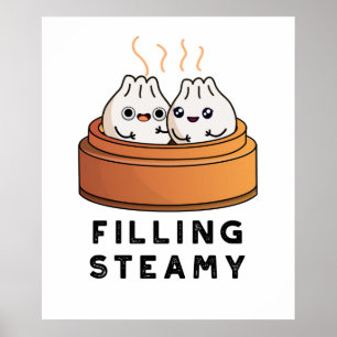 Affiche Remplissage Steamy Funny Dimsum Bao Pun