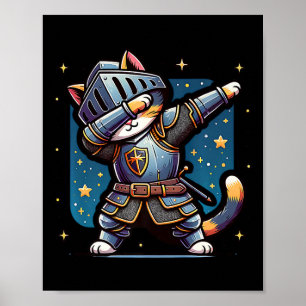 Affiche Ren Faire Chevalier médiéval Dabbing Chat Kitten D