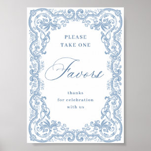 Affiche Renaissance Ornate Dusty Blue Faveurs Mariage