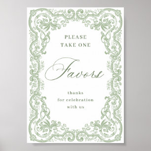 Affiche Renaissance Ornate Sage Green Faveurs Mariage