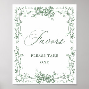 Affiche Renaissance Ornate Sage Green Faveurs Mariage
