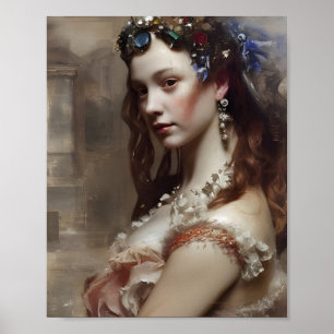 Affiche Renaissance Princesse AI générée art imaginaire