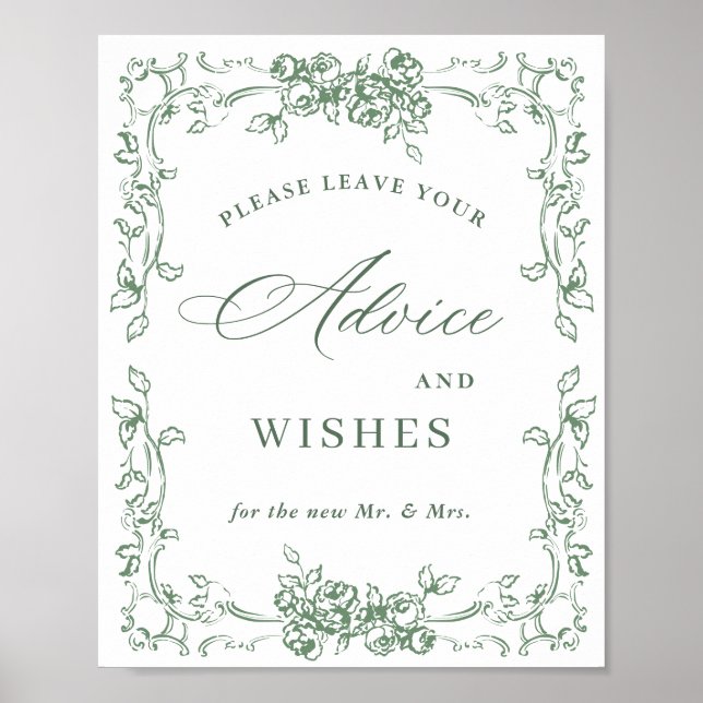 Affiche Renaissance Sage vert Ornat Conseils et souhaits (Devant)