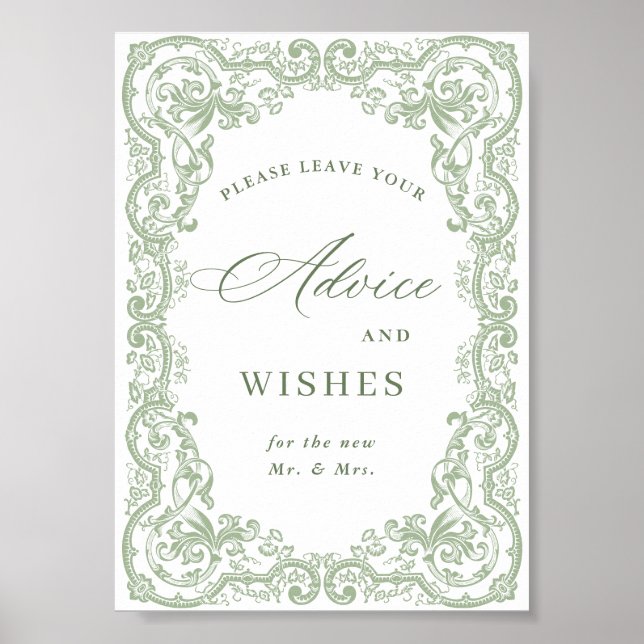 Affiche Renaissance Sage vert Ornat Conseils et souhaits (Devant)