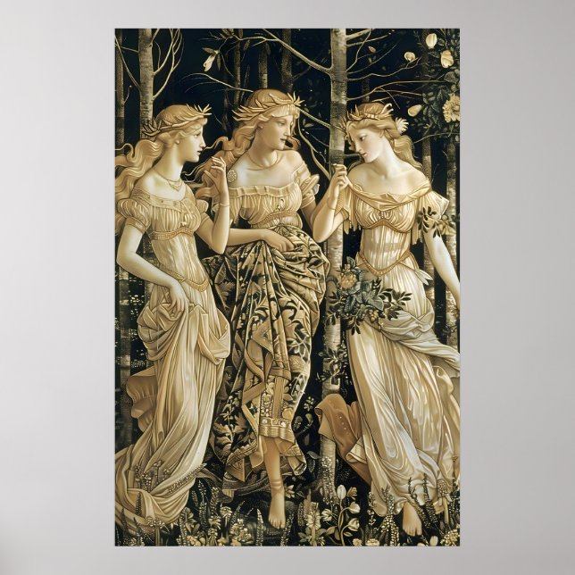 Affiche Renaissance Three Graces Art Print Mythical Forest (Devant)